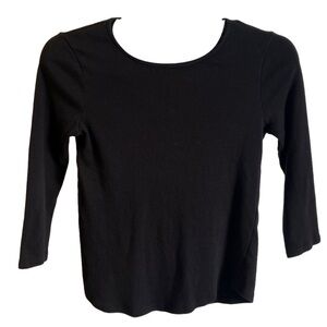 Chico's Women's "The Ultimate Tee" Black 3/4 Sleeve Crewneck T-Shirt, Size 00